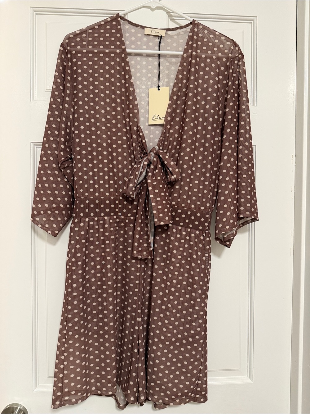Elan Mauve Polka Dot Swim Coverup